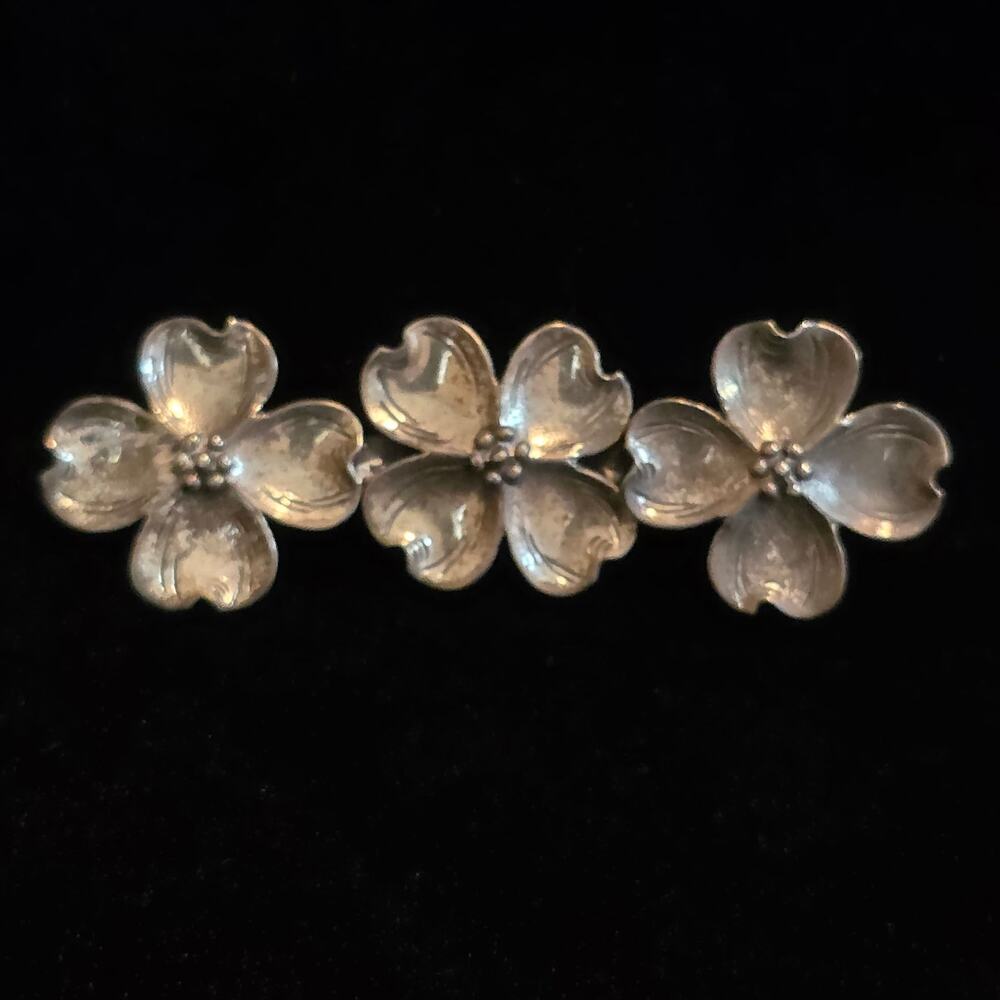Vintage Lang Sterling Silver Dogwood Flower Brooch